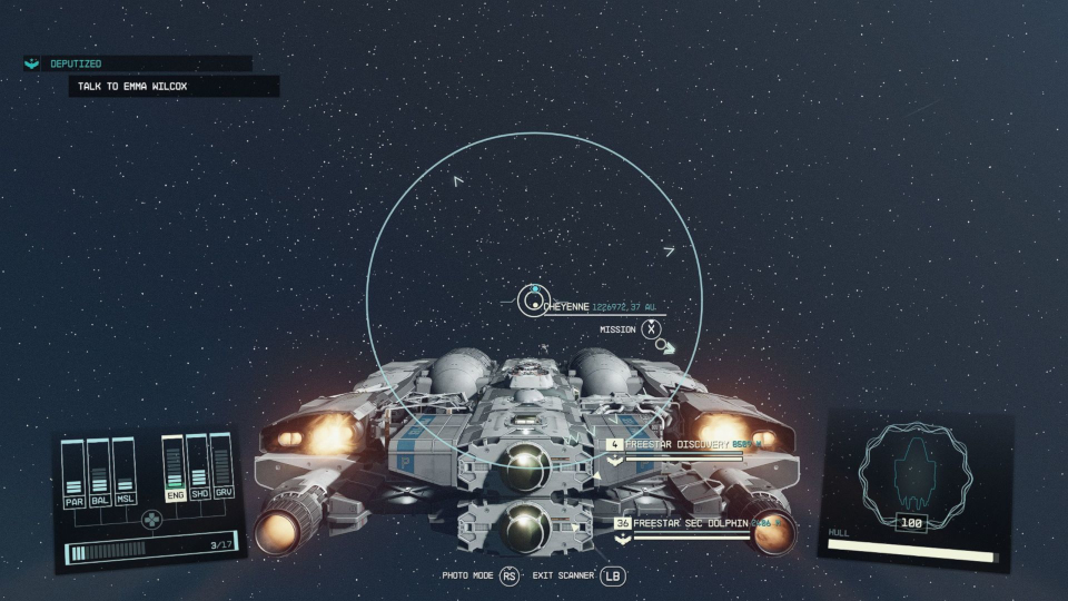 A screenshot of space in Starfield